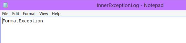 exception name will be logged